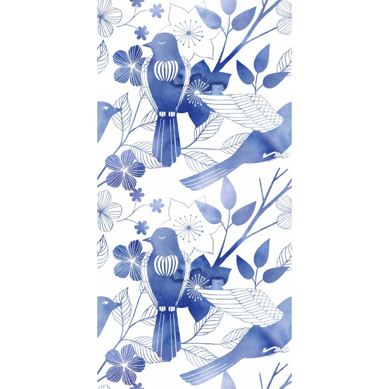 Ebern Designs Mayores Avian Twilight Birds 48" L x 24" W